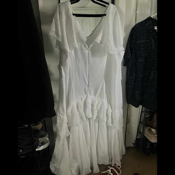 Elegant White Ruffle Maxi Dress - Picture 3 of 5